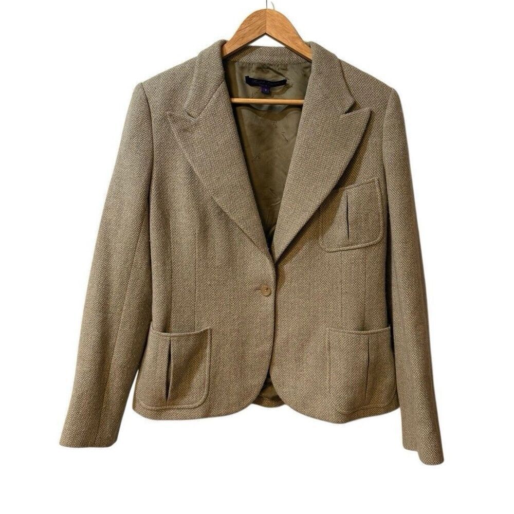 Ralph Lauren Purple Label Single Button Wool Linen Silk Bland Blazer 12